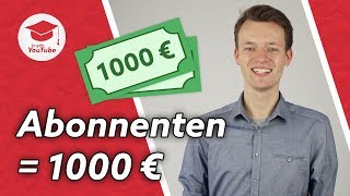 Bild für "Wie viele Abonnenten brauchst du, um auf YouTube 1000 € zu verdienen?"